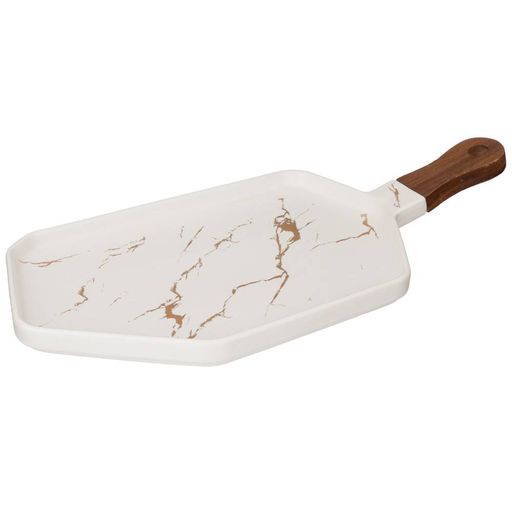 МЕНАЖНИЦА С ДЕРЕВЯННОЙ РУЧКОЙ КОЛЛЕКЦИЯ ЗОЛОТОЙ МРАМОР ЦВЕТ:WHITE 40*19 СМ - Lefard фото 3