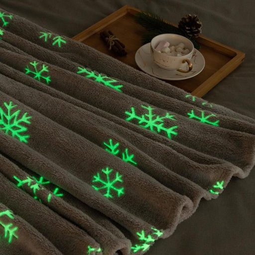 Плед светящийся в темноте Этель Снежинки 200*220 см,100% п/э, корал-флис, 220 гр/м2  фото 2