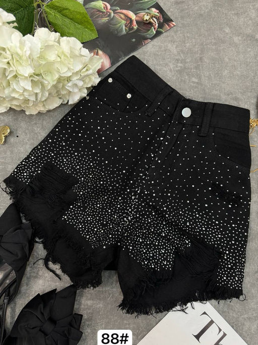 Джинсовые шорты в стразах - Ksa фото 4