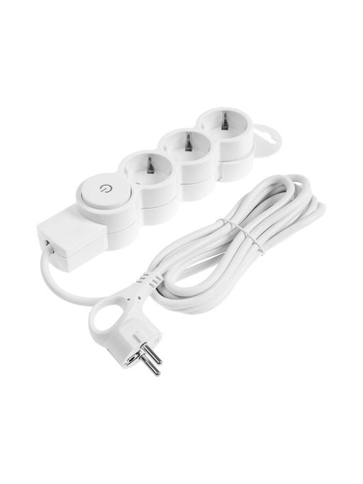 Удлинитель бытовой с выключателем В приДАЧУ, 3 гнезда, 3м, 10 А, 2200 вт, ПВС 3×0,75мм2, с заземлени