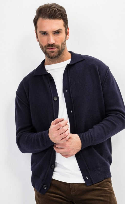 Кардиган мужской однотонный F310-0513 тёмно-синий - Fine joyce фото 2