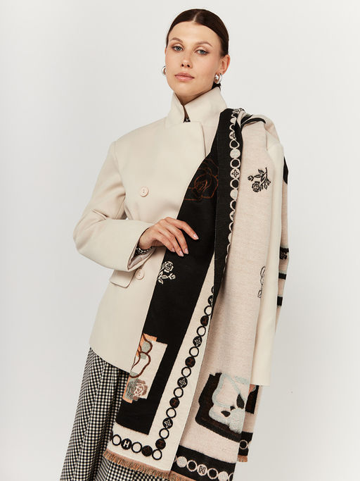 в составе ШЕРСТЬ и КАШЕМИР Большой, мягкий, теплый двусторонний палантин - Tantino фото 3