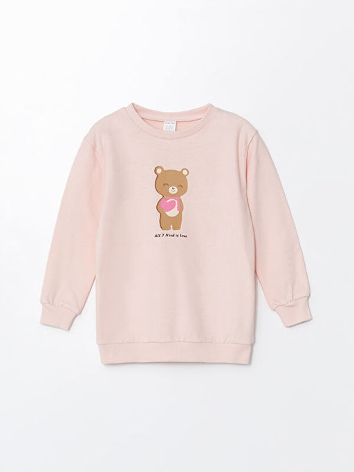 Bisiklet Yaka Uzun Kollu Bask?l? K?z Bebek Sweatshirt - Waikiki фото 3