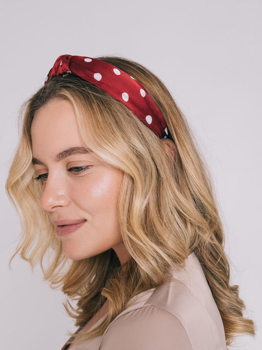 Цена за 2 шт. Ободок для волос «Кокетка», 3 см, красный горох