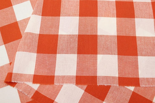 Вареный (стираный) хлопок Клетка (3.0*3.5см) цв.оранжевый терракот, ш.2.5м, хл-100% - Купава фото 4