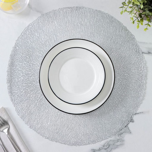 Набор салфеток сервировочных на стол Доляна Соломка, d=38 см, 4 шт, цвет серебряный  фото 11