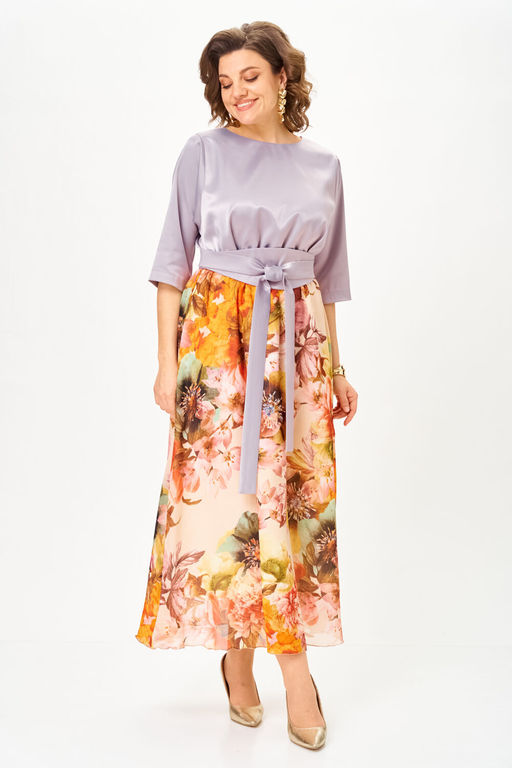 Платье Anastasia Mak 1229-Ш лиловый+ цветы  фото 5