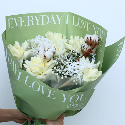 Цена за 10 шт. Плёнка двухсторонняя Love you, оливковый, 56 56 см - Дарите счастье фото 10