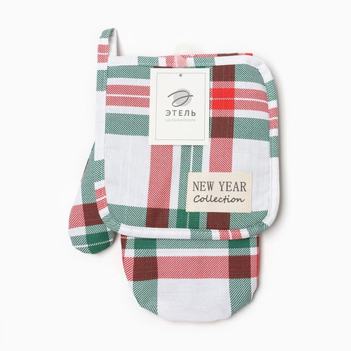 Набор кух. Этель Нoliday decoration: варежка 20х27 см, прихватка 19х19 см, репс, 100% хл  фото 6