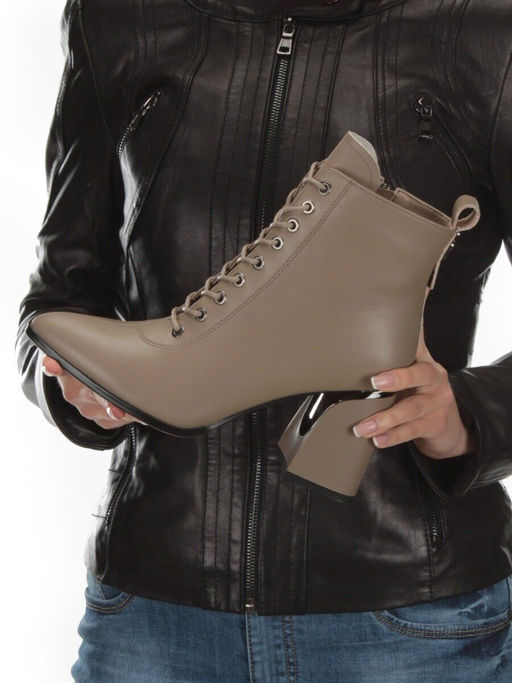 01-PCS125-3 DK. BEIGE Ботинки демисезонные женские (натуральная кожа, байка) - No name фото 2