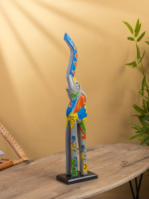 Сувенир «Слон пёстрый», на подставке, 9×16×60 см, дерево