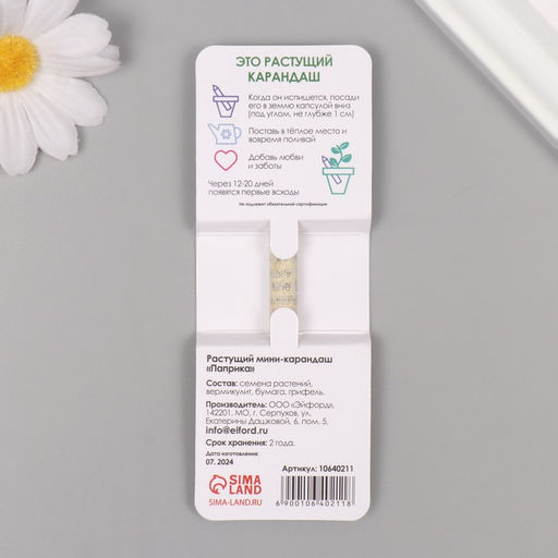 Цена за 2 шт. Растущий карандаш подарочный «Паприка», mini, простой чернографитный