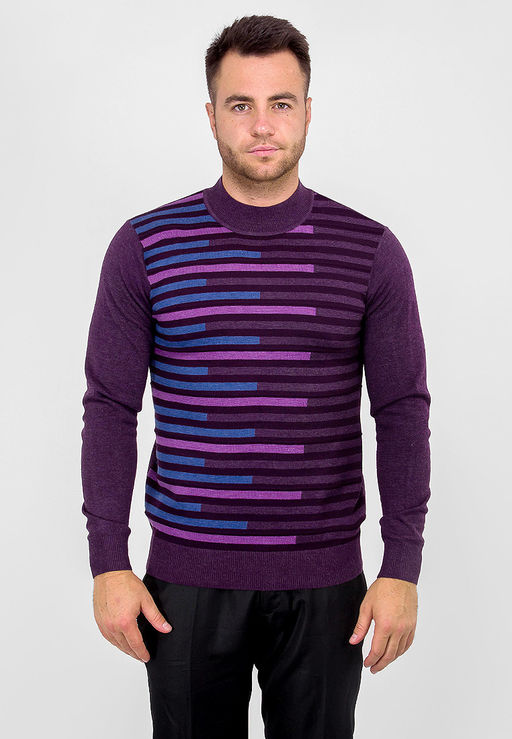 Джемпер мужской GREG G121-12-полосы (т.фиол./бордо)  фото 6