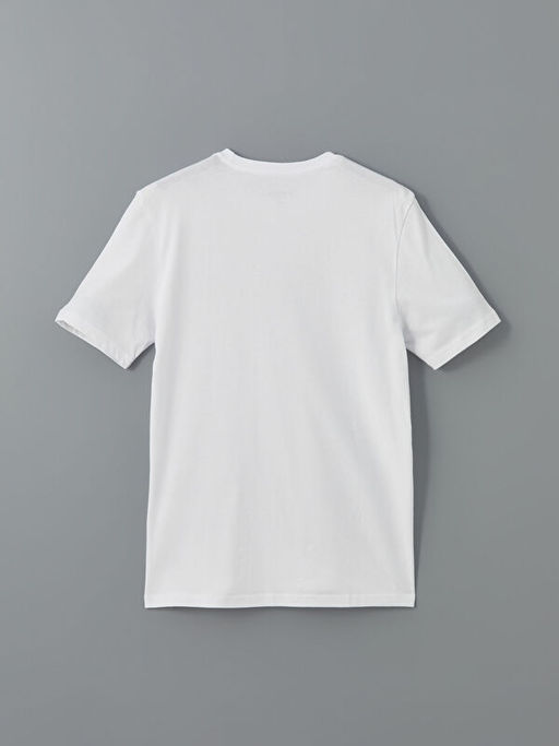 Bisiklet Yaka K?sa Kollu Bask?l? Penye Erkek Ti??rt