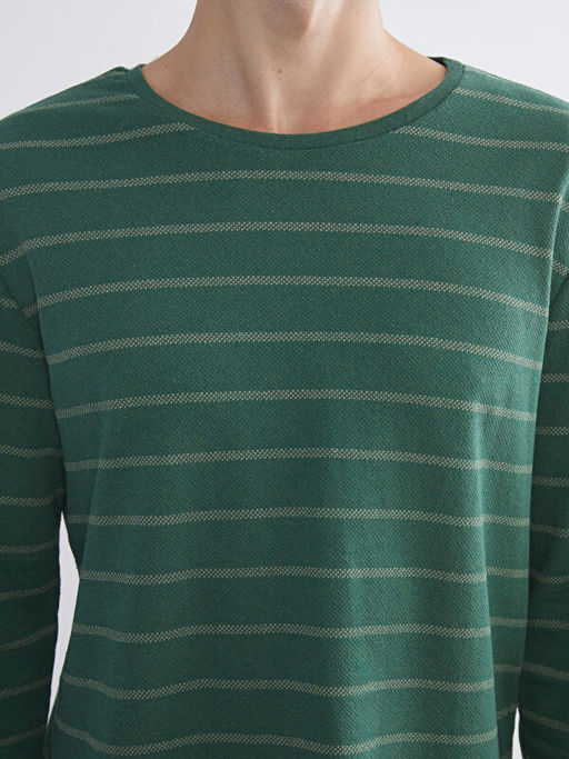 Bisiklet Yaka Uzun Kollu ?izgili Erkek Ti??rt