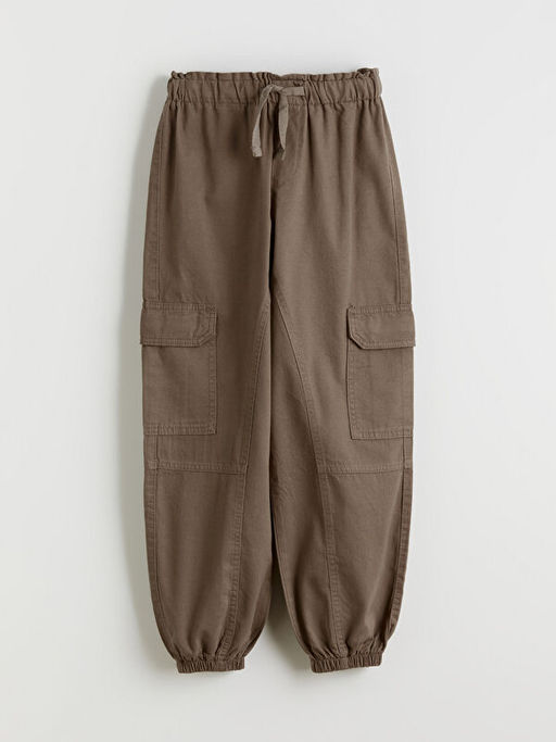 Beli Lastikli K?z ?ocuk Kargo Jogger Pantolon