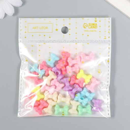 Бусины для творчества пластик Бант. Пастельные тона набор 30 шт 15 гр 1,4х1 см - Арт узор фото 5