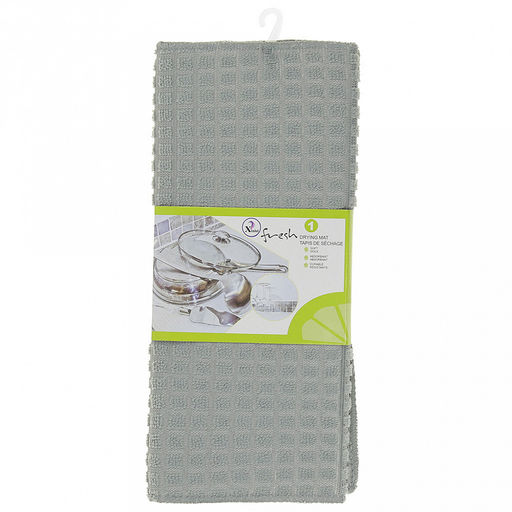 Коврик для сушки посуды "Вафелька" 29х39см, микрофибра, поролон, серый (Китай)