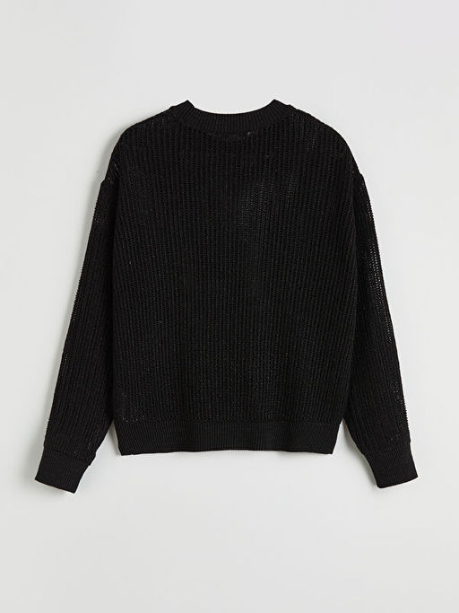 Bisiklet Yaka Ajurlu Oversize Kad?n Triko Kazak