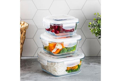 Набор 3 квадратных контейнеров 300 мл, 500 мл, 800 мл с пластик. крышк. с защел., с сил.уплотн - Elan gallery фото 9