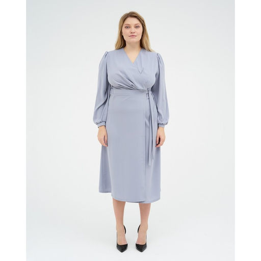 Платье женское миди MIST plus-size, серо-голубое, размер 52
