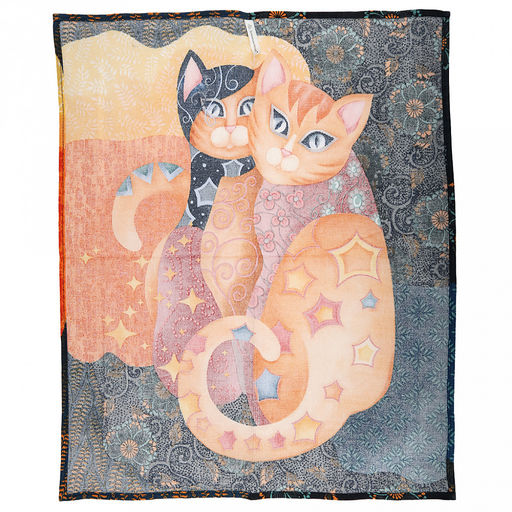 Салфетка хозяйственная 50х60см "Кошки" 1, рогожка 171г/м2, хлопок 100%, без упаковки, "Домашняя мода" (Россия)