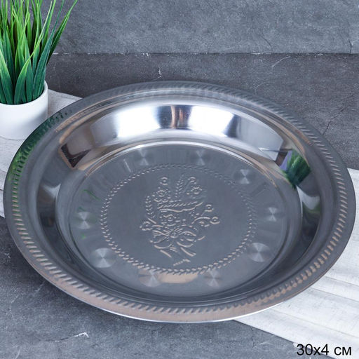 Блюдо 30 см металл с декором Цветы /h=3,5/ G-8 /уп 120/ 0.223 - Галеонтрейд фото 2