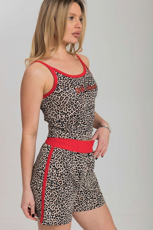 Пижама топ и шорты М325411Пкк коричневый/красный - Елена фото 5