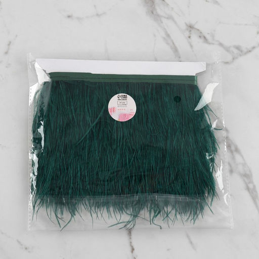 Перья страуса декоративные, на ленте, 8-10 см, 5±0.5 м, зелёные