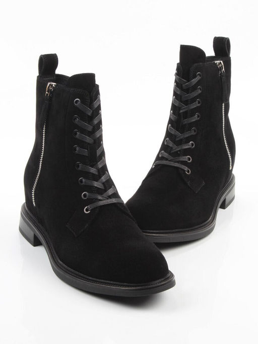 04-M3-1493 BLACK Ботинки зимние женские (натуральная замша, натуральный мех)