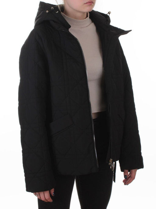 8061 BLACK Куртка стеганная демисезонная женская (100 гр. холлофайбер)