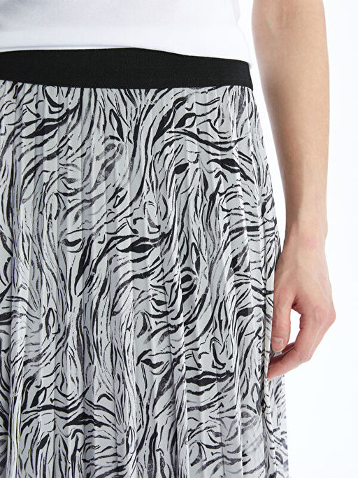 Beli Lastikli ?ifon Kad?n Pileli Etek