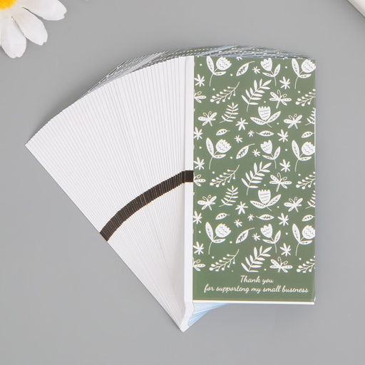 Наклейка бумага благодарность Веточки и цветочки набор 50 шт 10х5 см