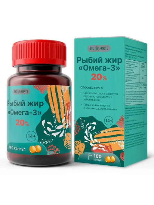 Рыбий жир Омега-3 BioForte, капсулы, 100 шт