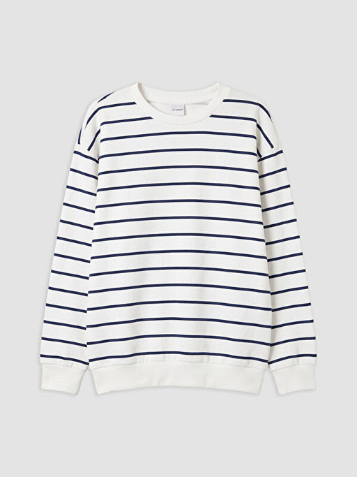 Bisiklet Yaka ?izgili Erkek ?ocuk Sweatshirt