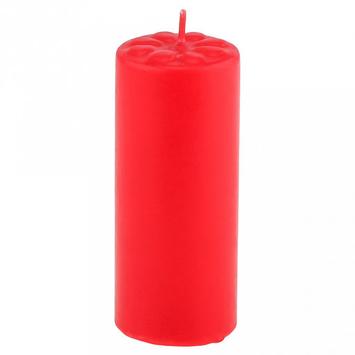 Свеча "Цилиндр" д4см, h10см, парафин, с декором, "Лепесточки", время горения 12,5 часов, красный (Россия)