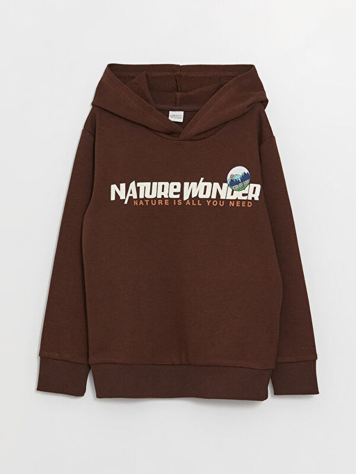 Bask?l? Uzun Kollu Erkek ?ocuk Hoodie ve E?ofman Alt? - Waikiki фото 2