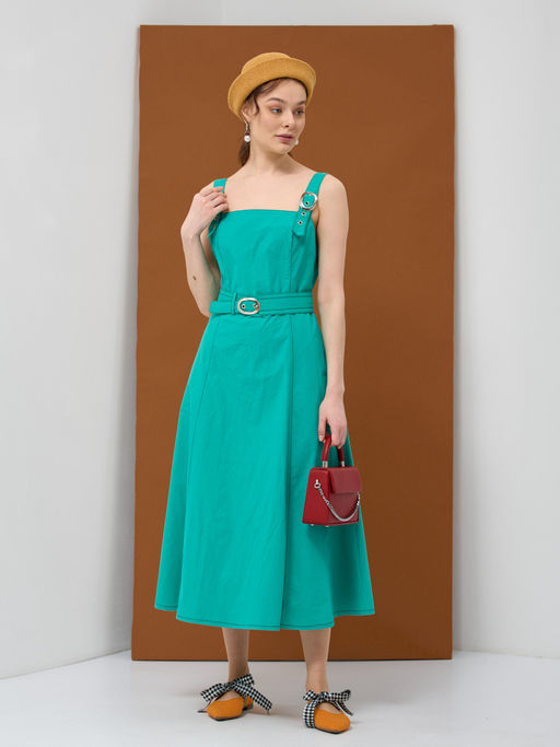 Сарафан с бретелями с металлической пряжкой 75% хлопок, 25% эластан