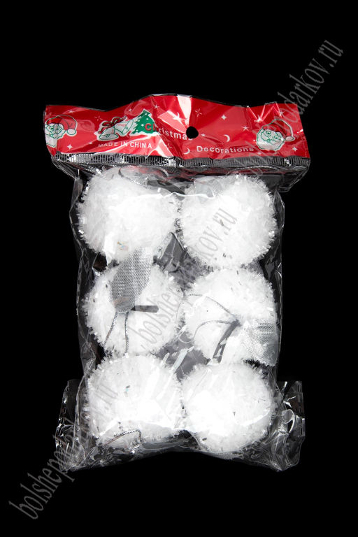 Набор новогодних украшений Яблочко 4 см (6 шт) SF-8036, белый - Больше подарков фото 2