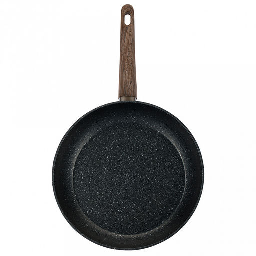 Сковорода с двухслойным антипригарным покрытием Terra д28см, h5,2см, s2,6мм, дно s3,1мм, индукционное дно д19см, кованный алюминий, бакелитовая ручка с покрытием soft-touch, имитирующим текстуру дерева, Regent (Китай) Подходит для всех видов пл - Домашняя мода фото 2