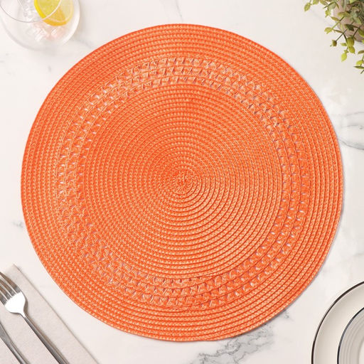 Салфетка сервировочная на стол Доляна Оскар, d=38 см, цвет оранжевый  фото 2