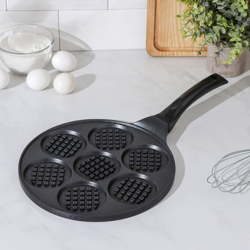 Сковорода-оладница Ribbed, d=26 см, пластиковая ручка, литой алюминий, чёрная