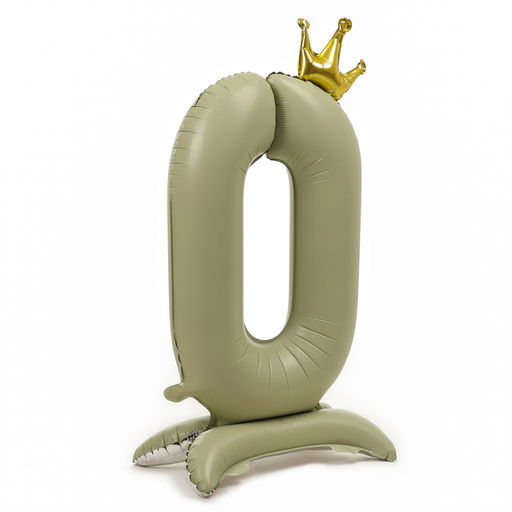 Воздушный шар фольгированный 42 Цифра 0 с короной, на подставке - Страна карнавалия фото 4