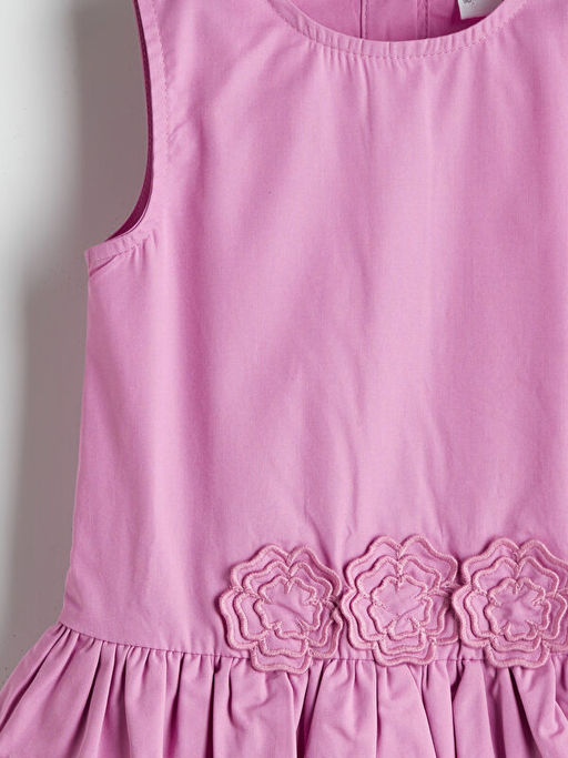 ?i?ek Aplike K?z ?ocuk Poplin Elbise