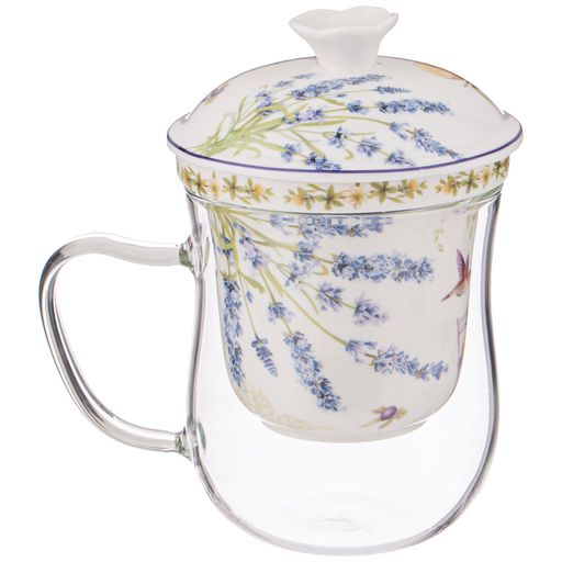 КРУЖКА СТЕКЛЯННАЯ С СИТОМ LEFARD ПРОВАНС ЛИМОНЫ 350 МЛ  фото 3