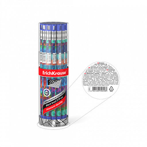 Цена за 24 шт. Карандаш механический ErichKrause ColorTouch® Patchwork 2.0 мм, с точилкой, НВ (в тубусе по 24 шт.)  фото 3