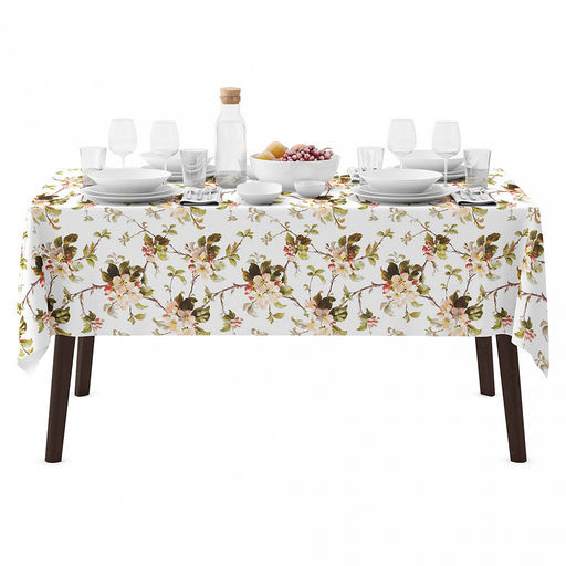 Скатерть 220х145см "Яблоневый цвет", длина стола до 180см, на 8-10 персон, хлопок "Комфорт" 171г/м2, упаковка классическая, пакет ПВХ 28х41см, "Домашняя мода" (Россия)