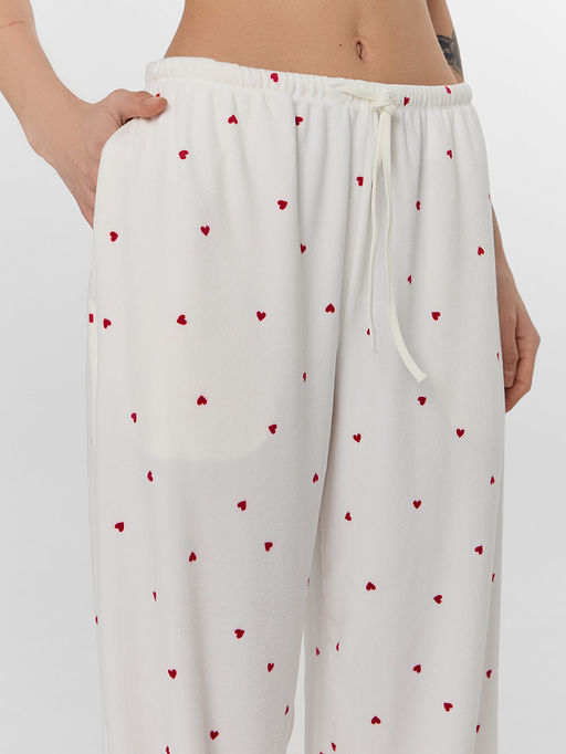 Брюки женские домашние велюровые с сердечками