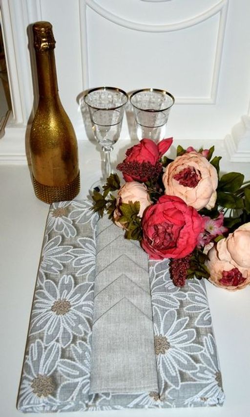 Столовый набор Ромашки:скатерть 150*180 см.+6 салф. рогожка хлопок 100% - Лен поволжья фото 3