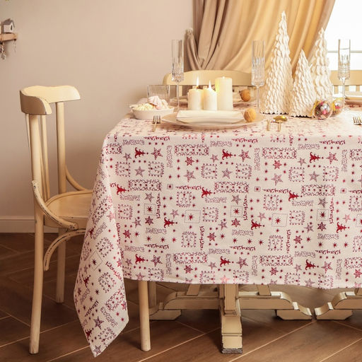 Скатерть новогодняя Этель. Новогодняя, 100?1405 см, 80% п/э, 20% лён, 120 г/м?